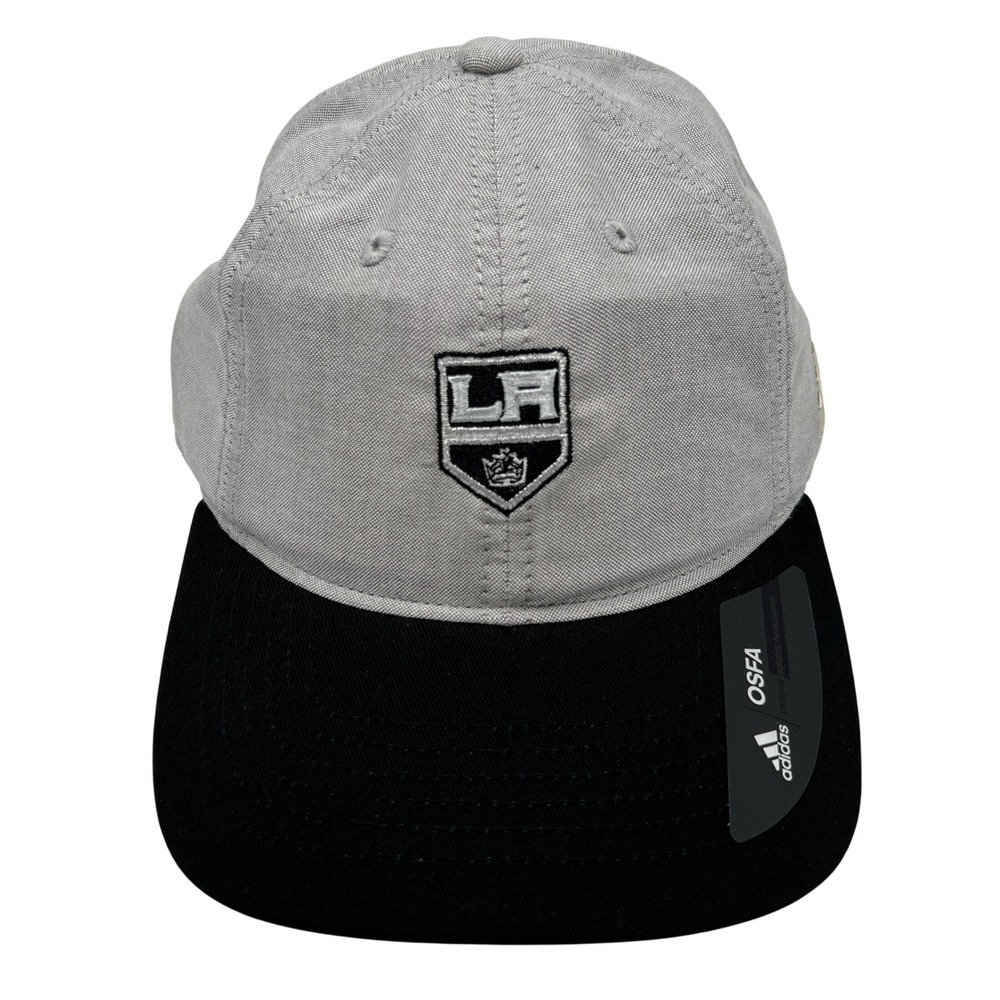 Adidas NHL Los Angeles Kings Gray Black Snapback Slouch Flat Brim Hat OSFA